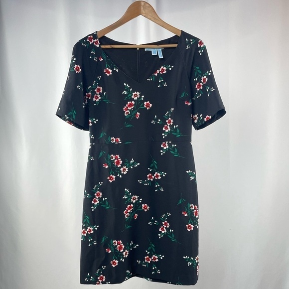 Draper James Floral‎ V-Neck Sheath Dress in Black Size 6 - Picture 5 of 8
